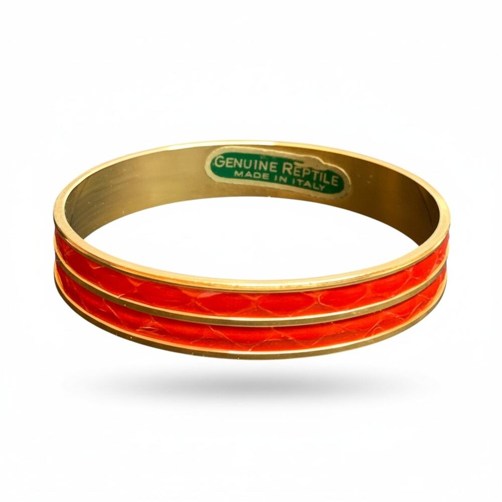 Vintage Red Genuine Reptile Bracelet - Women's Bangle 8"